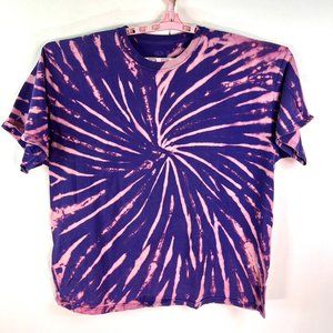 Tye Dyed T-Shirts Adult Cotton Polyester Neon Spiral Purple XL Handmade